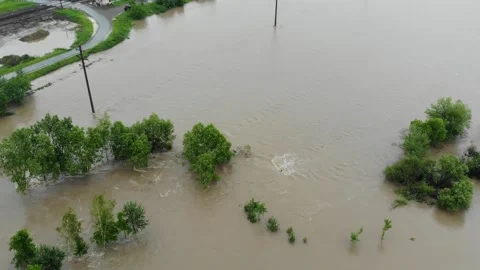 Disaster.Swollen boiling creating. Damage environmentally. Stock Footage 133452828