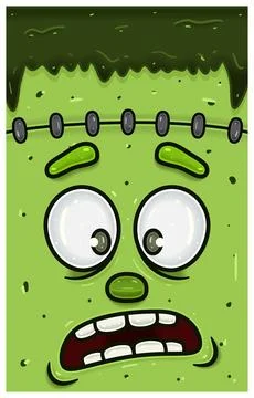 Disbelieving Expression of Frankenstein Face Character Cartoon. Wallpaper, .. Stock Illustration
