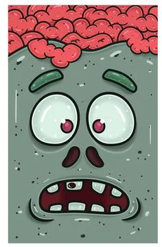Disbelieving Expression of Zombie Face Character Cartoon. Wallpaper, Cover,.. Stock Illustration