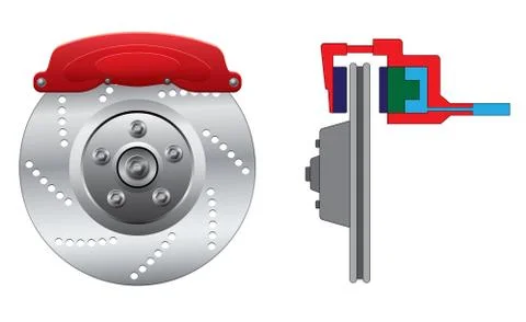 Disc brake with caliper 스톡 일러스트