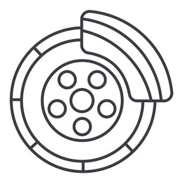 Disc brake,car service vector line icon, sign, illustration on white backgrou Stock Illustration