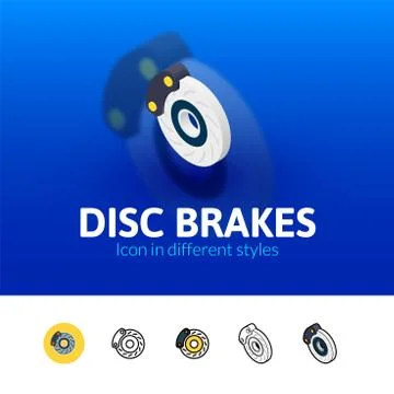 Disc brakes icon in different style Illustrazione stock