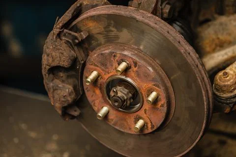 Disc brakes in workshop. Stock Photos