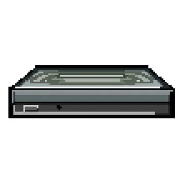 Disc dvd drive pixel art vector illustration Stock Illustration