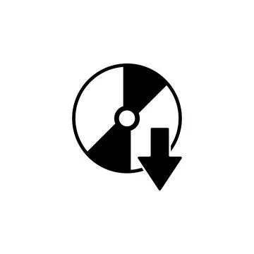 Disc Eject, CD DVD Flat Vector Icon Stock Illustration