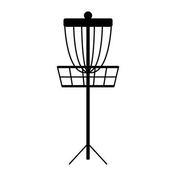 Disc golf basket icon. Vector outline illustration isolated on white background Stock Illustration