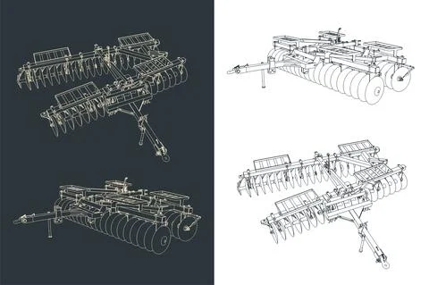Disc harrow illustrations Stock Illustration