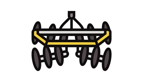 Disc harrow tractor color icon animation Stock Footage 326116629