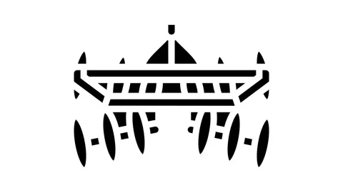 Disc harrow tractor glyph icon animation Stock Footage 326143211