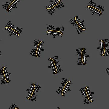 Disc harrow tractor vector seamless pattern Stock Illustration