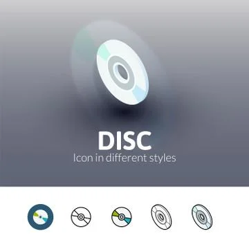 Disc icon in different style Illustrazione stock