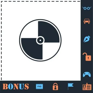 Disc icon flat Stock Illustration