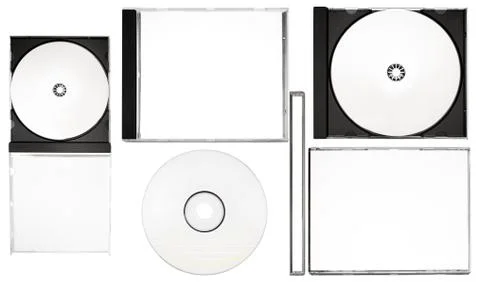 Disc Labeling Set with Clipping Paths Isolated on a White Background 스톡 사진