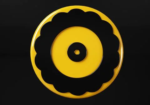 Disc media button. buttons. Shiny icon with yellow frame and with reflection. Stock Illustration