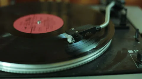 Disc is spinning on the turntable close-up Stock Footage 60010186