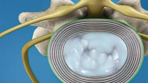 Disc system slippage and nerve pressure Stock Illustration