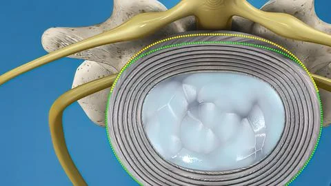 Disc system slippage and nerve pressure Stock Illustration