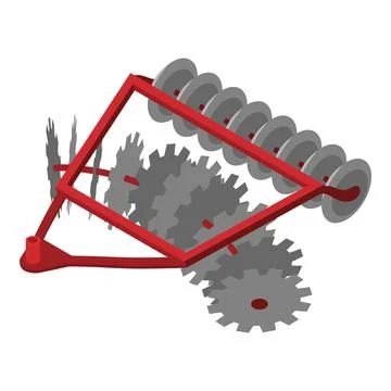 Disc tractor plow icon, isometric style Stock Illustration