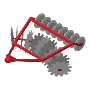 Disc tractor plow icon, isometric style Stock Illustration