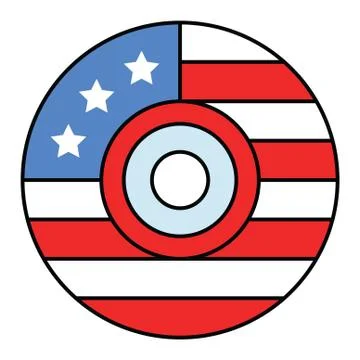 Disc with usa flag pattern, United state independence day related icon 库存插图