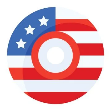 Disc with usa flag pattern, United state independence day related icon Illustrazione stock