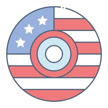 Disc with usa flag pattern, United state independence day related icon Stock Illustration