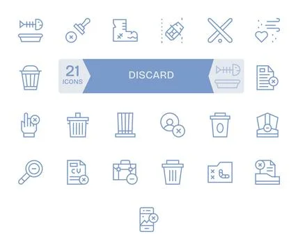 Discard Exclusive Vector Set featuring 25 Regular Line Detail Enhanced High.. Stock Illustration