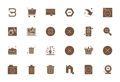 Discard Vector Graphics featuring 24 Filled Grid Fitted Retina Ready Designs Stock Illustration