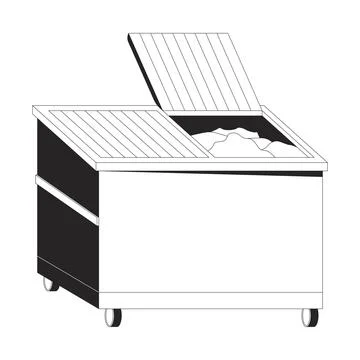 Discarded belongings in open dumpster 2D line object Stock Illustration