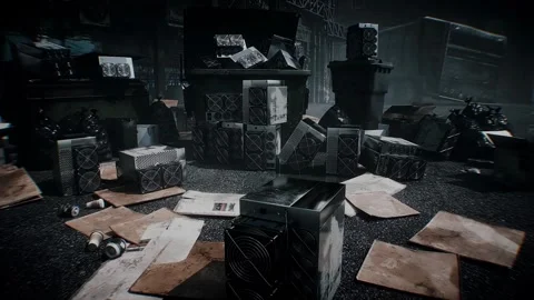 Discarded Bitcoin ASIC Miners Lying in Landfill, Cryptocurrency Mining Equipment Stock Footage 347318889
