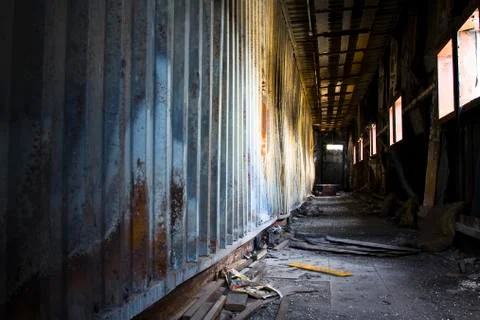 Discarded building, corridor Stock Photos
