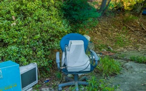 Discarded CRT computer monitors Foto stock