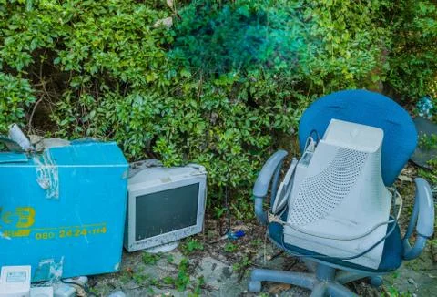 Discarded CRT computer monitors Foto stock