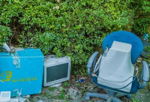 Discarded CRT computer monitors Foto stock
