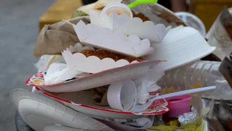 Discarded Food Containers Stock Footage 266701404