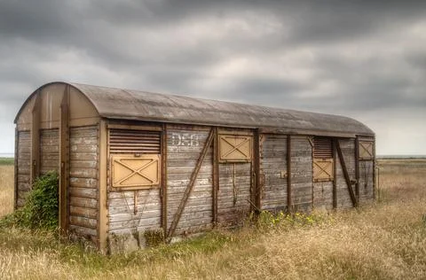 Discarded freight train wagon Stock Photos