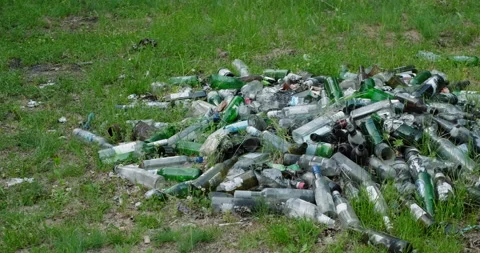 Discarded garbage in nature Stock Footage 132347570
