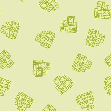 Discarded laptops monitors e waste pollution line seamless pattern イラスト素材