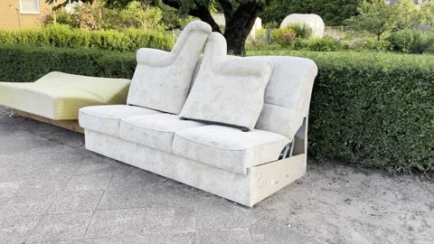 Discarded Sofa and Mattress Awaiting Sperrmüll Collection in Germany Video stock 340636773