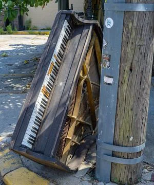 Discarded Stodart Piano on the Curb Stock Photos