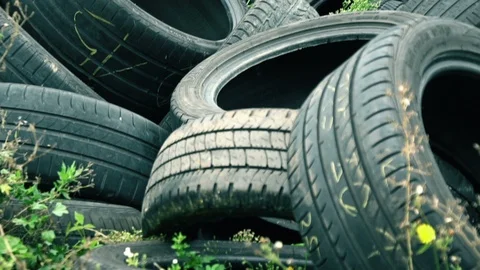 Discarded Tires at a Dump Stock Footage 95754623