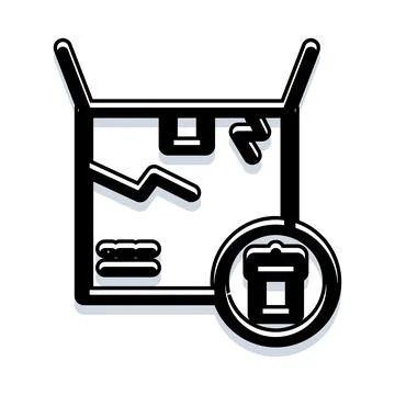 Discarding parcel box with deletion or removal icon Stock Illustration