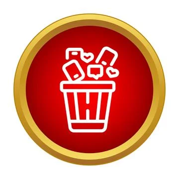 Discarding social media apps and content in a trash bin Stock Illustration