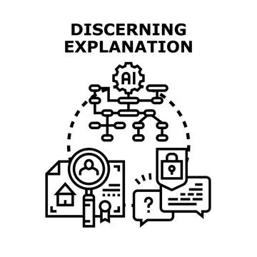 Discerning explanation and artificial intelligence concept Stock Illustration