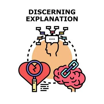 Discerning explanation concept finding solutions problem analysis Stock Illustration