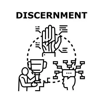 Discernment concept analyzing success and future choices Иллюстрация