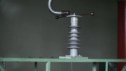Discharge current. lightning. test of silicone insulators of high-voltage Stock Footage 71506533