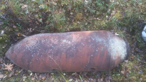 Discharged bomb during second world war in forest Stock Footage 86422580