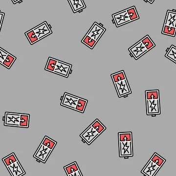 Discharging battery vector seamless pattern Stock Illustration