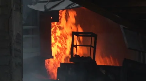 Discharging the hot coking coal Stock Footage
